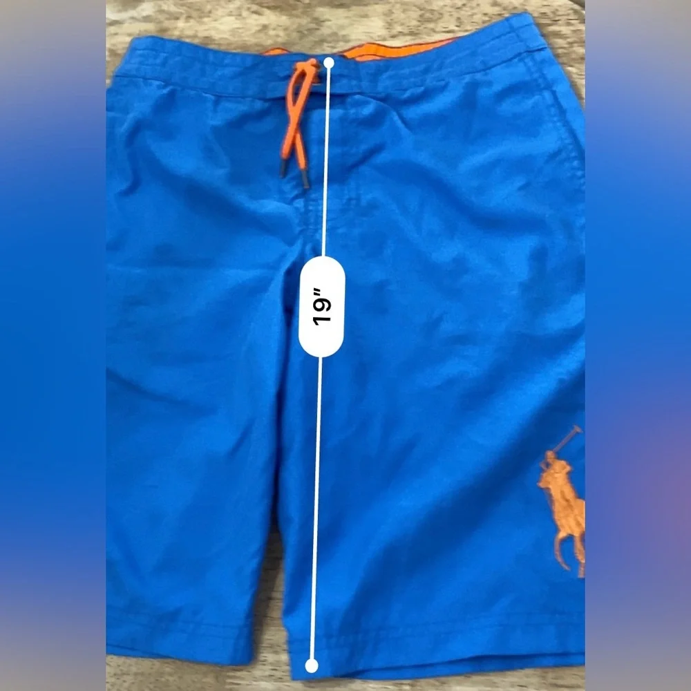 Polo Ralph Lauren Big Boys’‎ Sz L (14/16) Blue/Orange Big Pony Swim Trunks